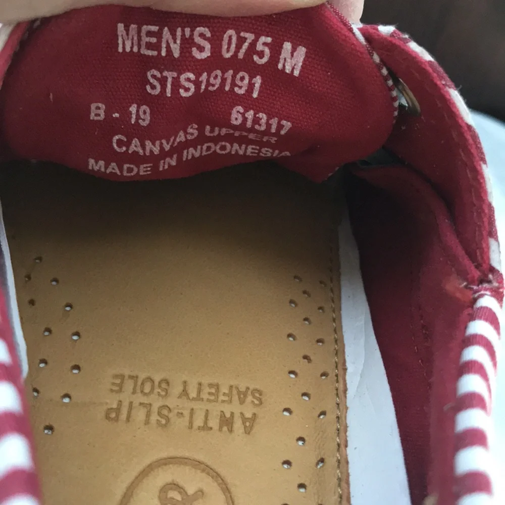 Sperry Leather 3-Eye Boat Shoe Red Gingham 7.5